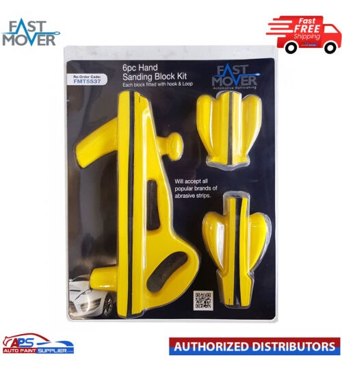 Fast Mover Tools, Flat Sanding Block Kit, 6pcs Hard And Soft